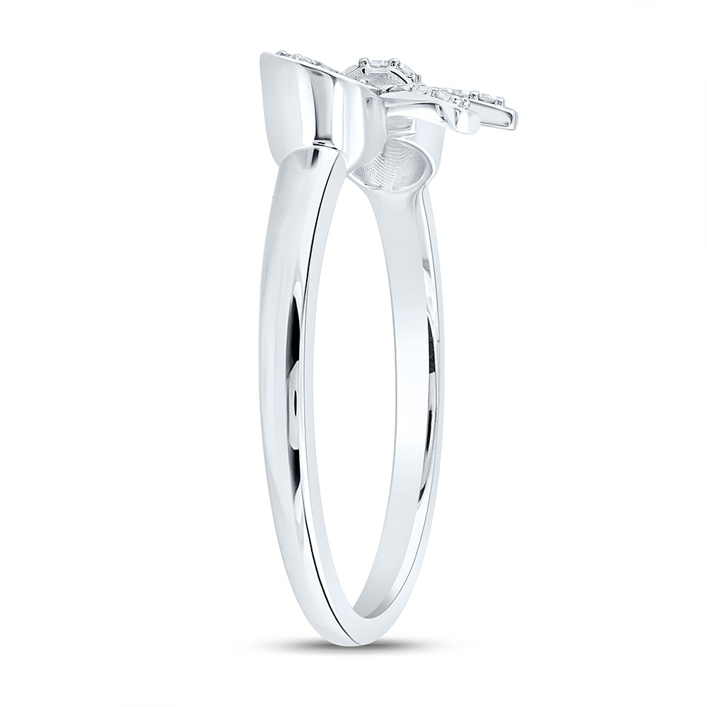 14K Yellow Or White Gold 1/10Cttw Natural Diamond Gift Bow Ring