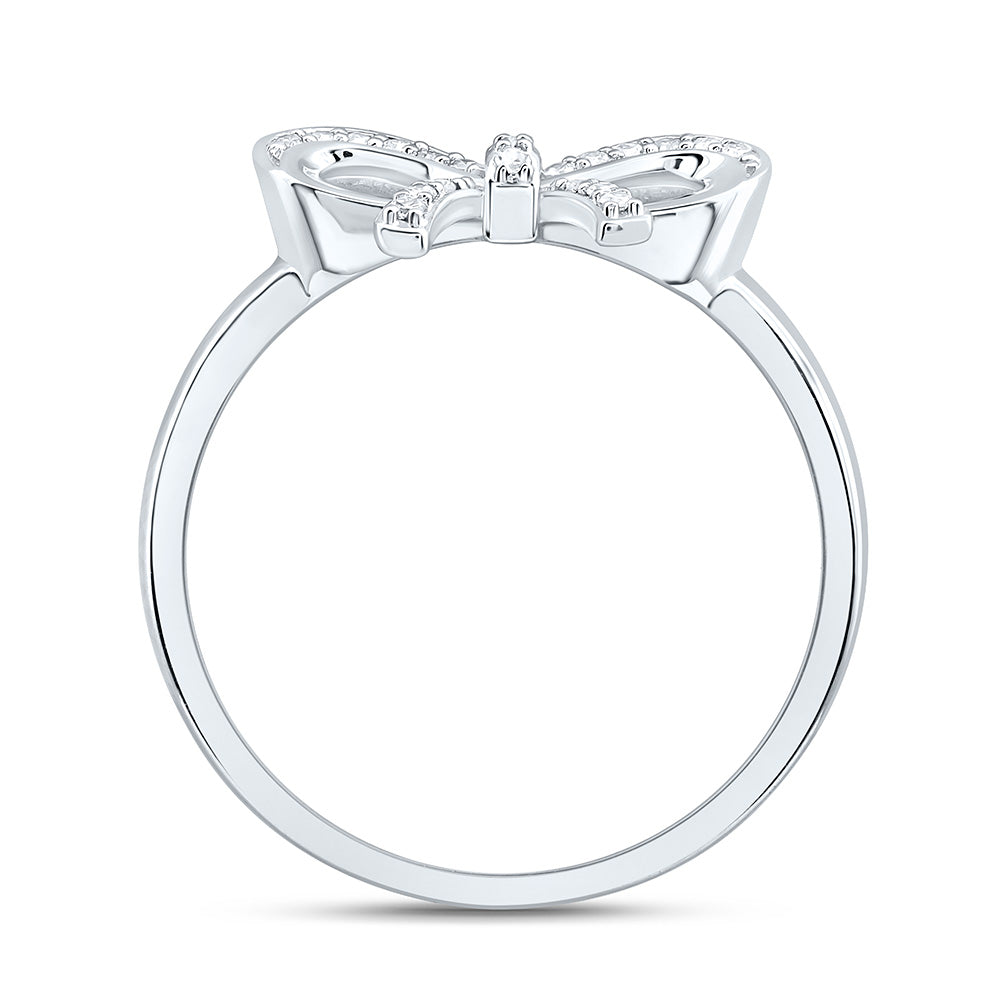 14K Yellow Or White Gold 1/10Cttw Natural Diamond Gift Bow Ring