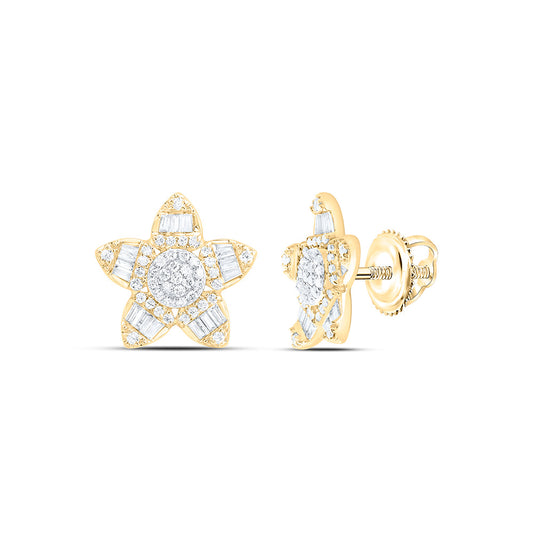 14K Yellow Or White Gold 3/8Cttw Natural Diamond Flower Fashion Earring