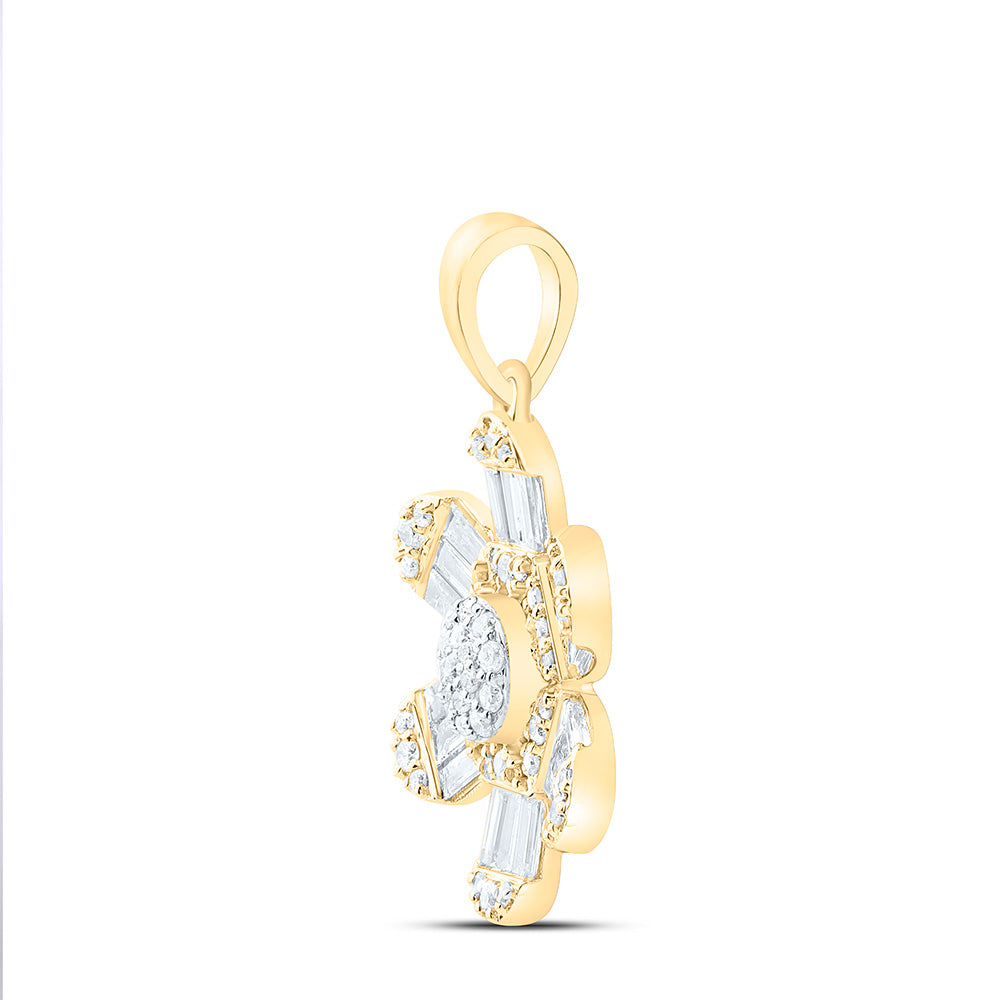 14K Yellow Or White Gold 1/2Cttw Natural Diamond Fashion Flower Pendant