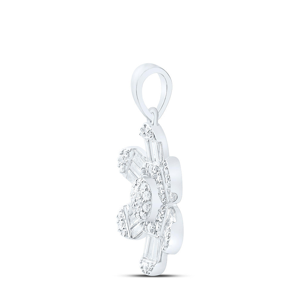 14K Yellow Or White Gold 1/2Cttw Natural Diamond Fashion Flower Pendant
