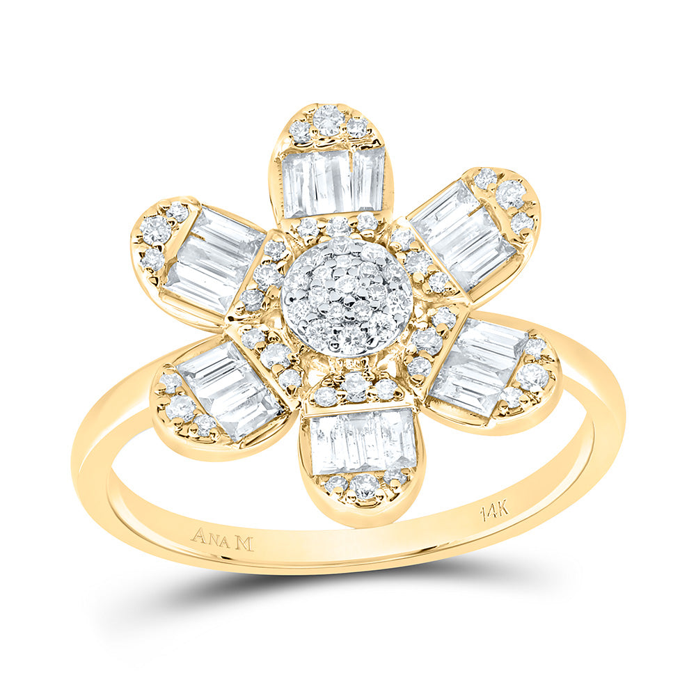 14K Yellow Gold 1/2Cttw Natural Diamond Ana M Fashion Flower Ring