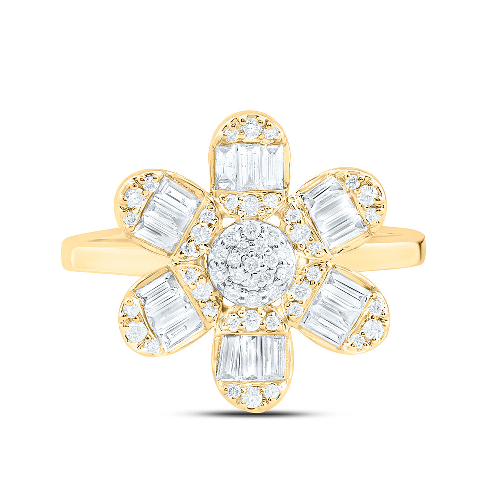 14K Yellow Gold 1/2Cttw Natural Diamond Ana M Fashion Flower Ring