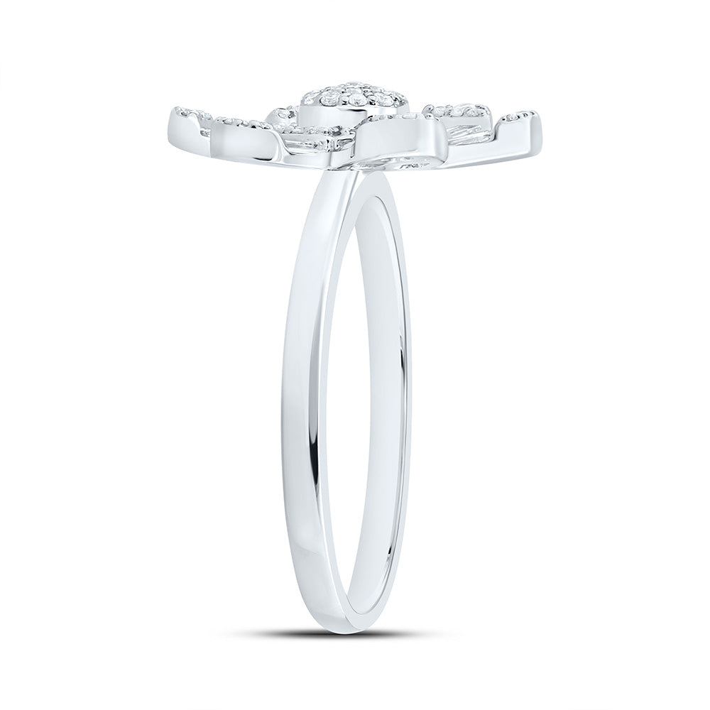 14K White Gold 1/2 Cttw Natural Diamond Ana M Fashion Flower Bridal Anniversary Wedding Engagement Band Ring