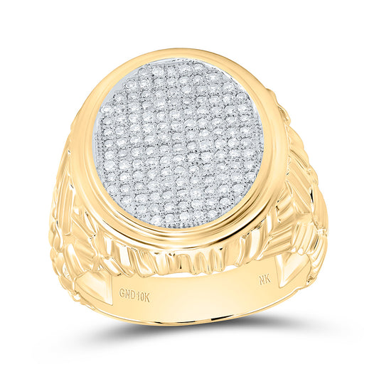 10K Yellow Gold 1/2Cttw Natural Diamond Oval Men'S Ring