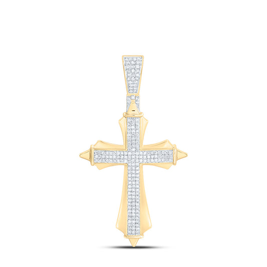 10K Yellow Gold 5/8Cttw Natural Diamond Nk Cross Mens Charm