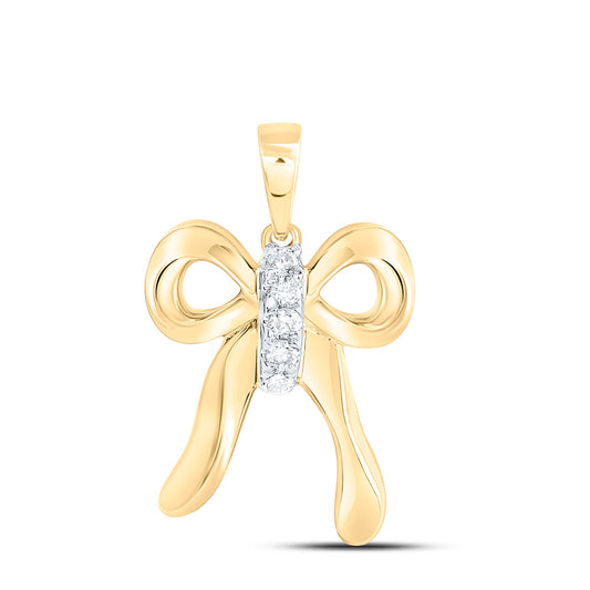10K Yellow Or White Gold 1/20Cttw Natural Diamond Fashion Bow Pendant