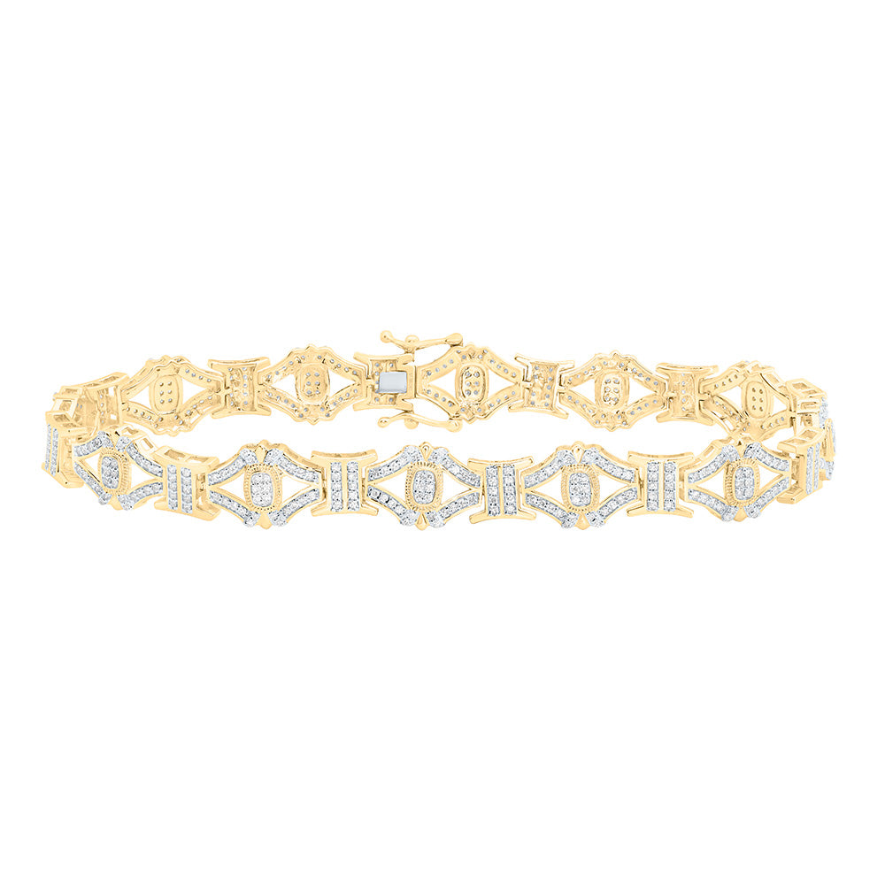 10K Yellow Gold 1 3/4Cttw Natural Diamond Mens Bracelet (8 Inch)