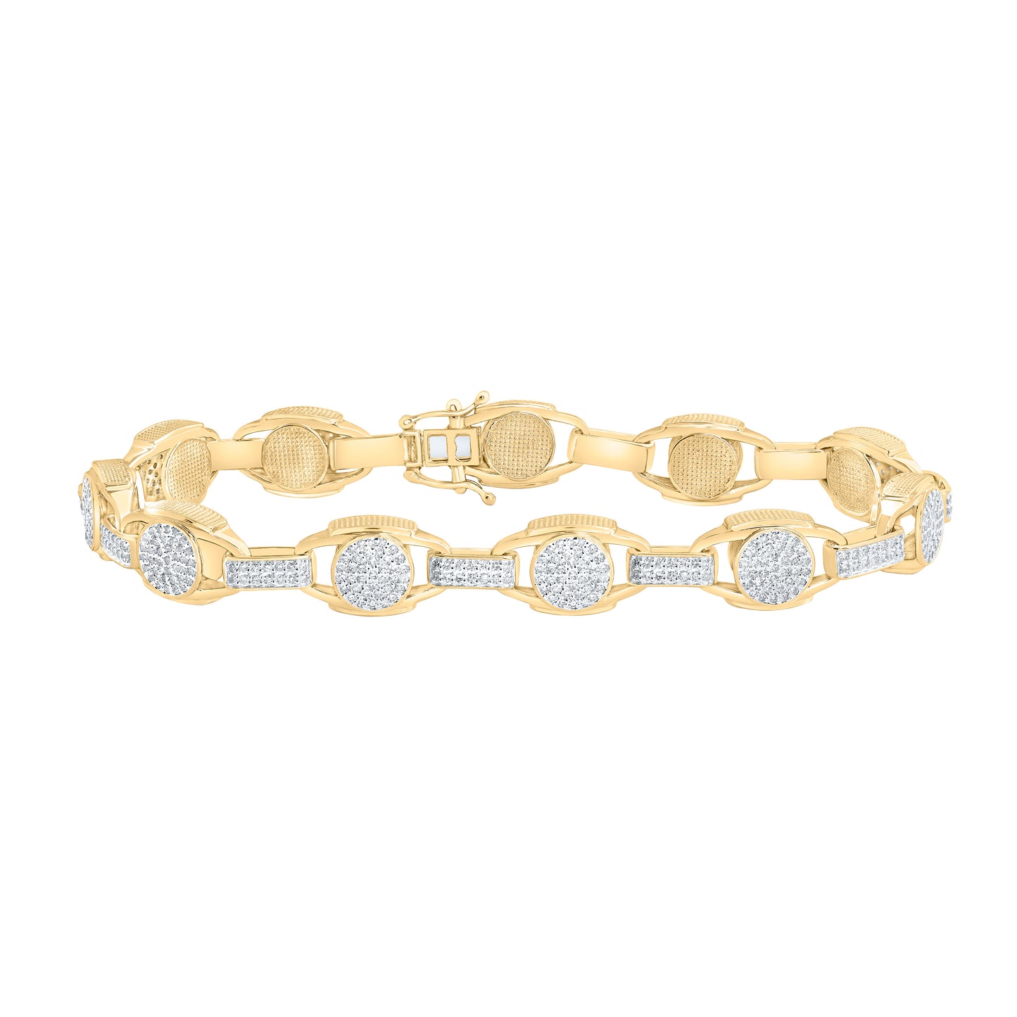 10K Yellow Gold 1 7/8Cttw Natural Diamond Mens Bracelet (8 Inch)