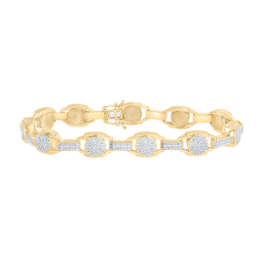 10K Yellow Gold 1 7/8Cttw Natural Diamond Mens Bracelet (8 Inch)
