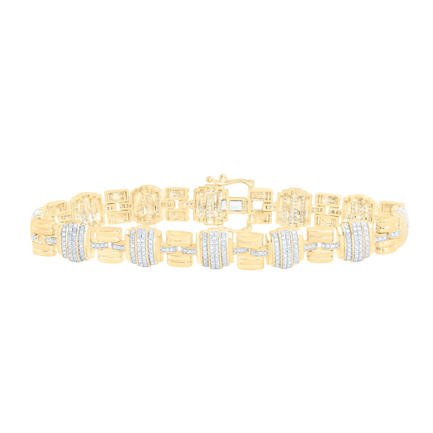 10K Yellow Gold 2 Cttw Natural Diamond Mens Bracelet (8 Inch)