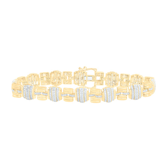 10K Yellow Gold 2 Cttw Natural Diamond Mens Bracelet (8 Inch)