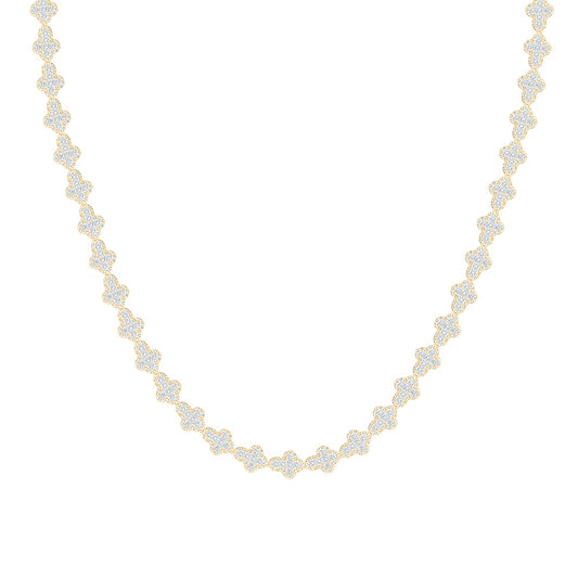 10K Yellow Gold 3 5/8Cttw Natural Diamond Fanuk Cross Chain (20 Inch)