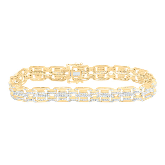 10K Yellow Gold 2 3/8Cttw Natural Diamond Mens Bracelet (8 Inch)