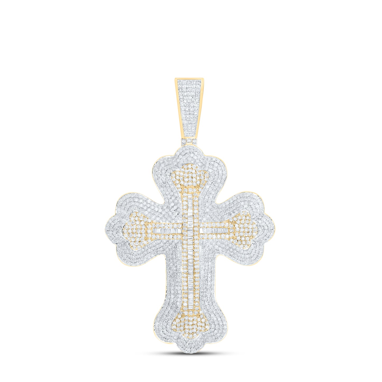 10K Yellow Gold 3 3/4Cttw Natural Diamond Cross Mens Charm