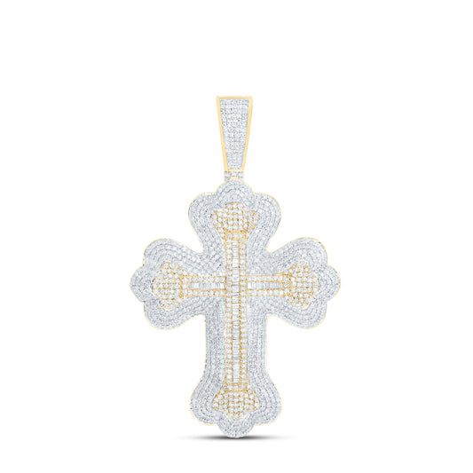 10K Yellow Gold 3 3/4Cttw Natural Diamond Cross Mens Charm