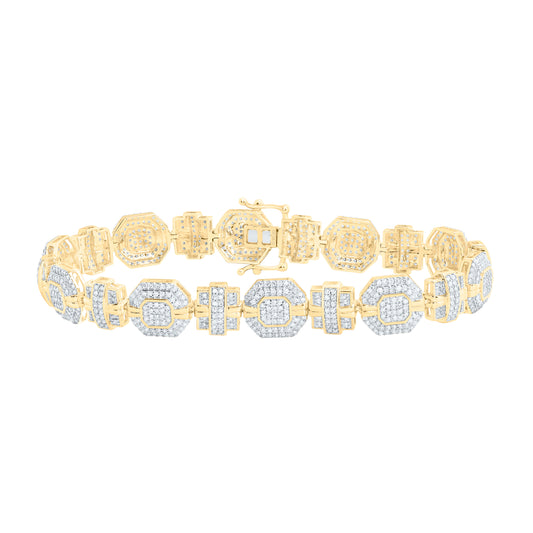 10K Yellow Gold 3 1/3Cttw Natural Diamond Mens Bracelet (8 Inch)