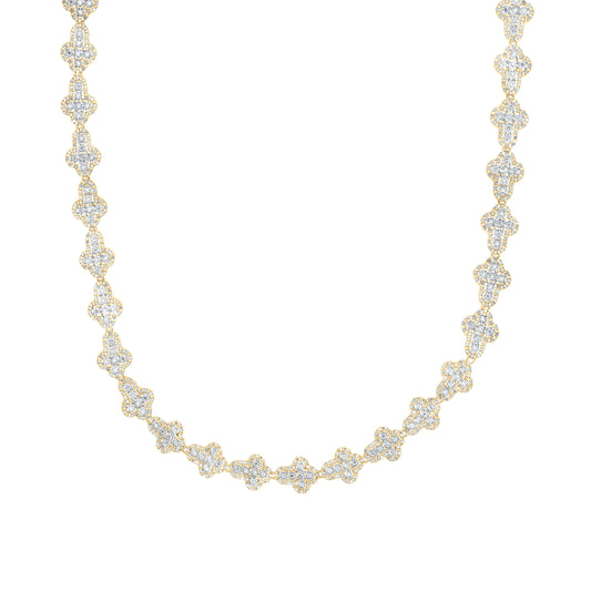 10K Yellow Gold 3 7/8Cttw Natural Diamond Fanuk Cross Chain (22 Inch)