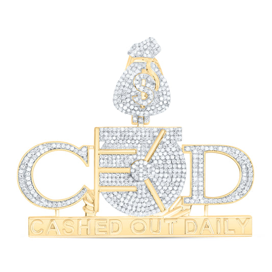 10K Yellow Gold 1 7/8Cttw Natural Diamond "Cashed Out Daily" Mens Charm
