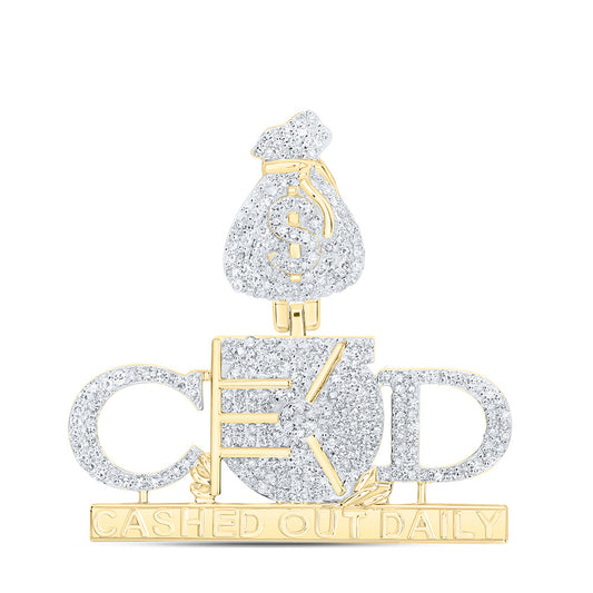 10K Yellow Gold 3/4Cttw Natural Diamond "Cashed Out Daily" Mens Charm