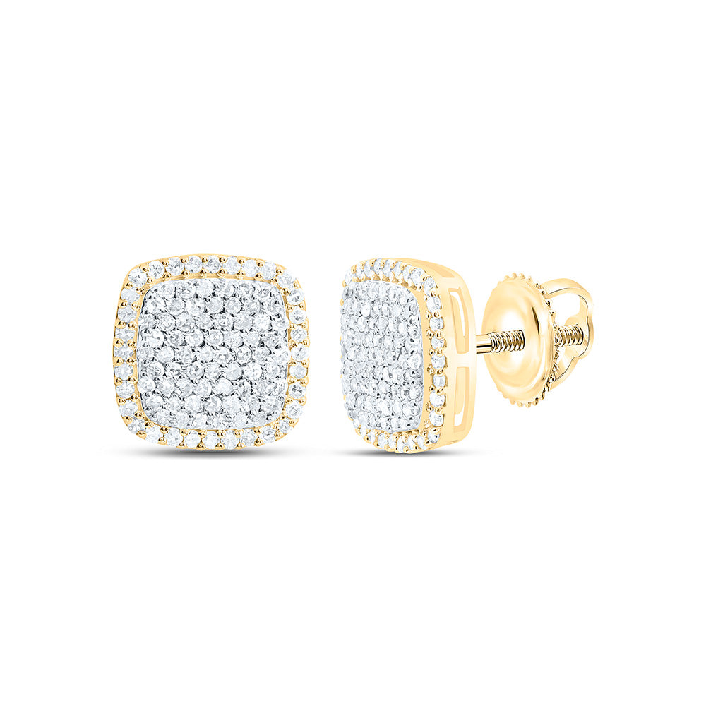 10K Yellow Or White Gold 1/2Cttw Natural Diamond Fashion Cushion Earring