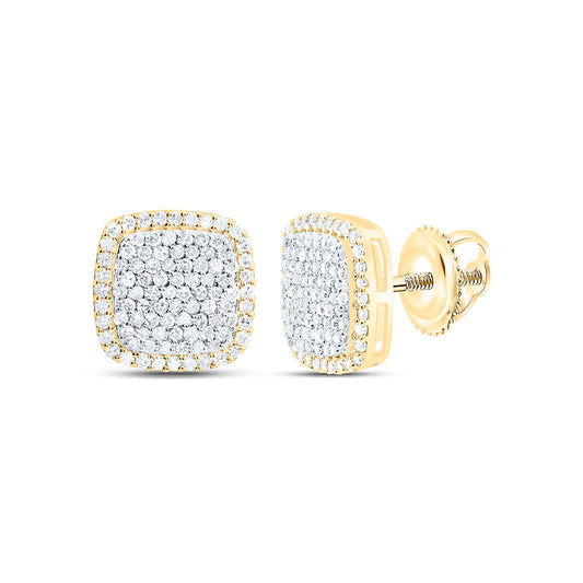 10K Yellow Or White Gold 1/2Cttw Natural Diamond Fashion Cushion Earring