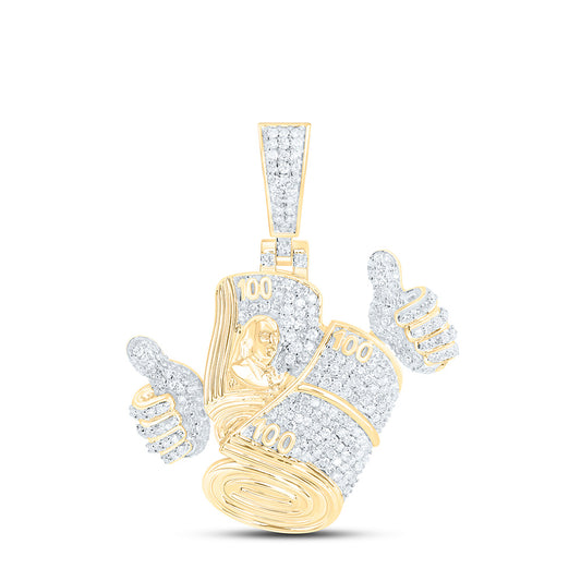 10K Yellow Gold 3/4Cttw Natural Diamond Money Mens Charm