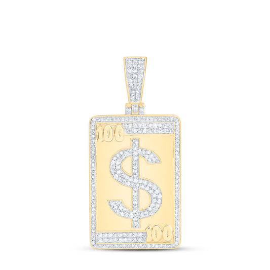 10K Yellow Gold  1 5/8Cttw Natural Diamond Dollar Mens Charm