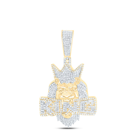 10K Yellow Gold 1 1/3Cttw Natural Diamond Lion "King" Mens Charm