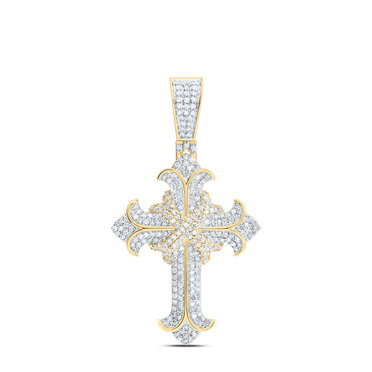10K Yellow Gold 7/8Cttw Natural Diamond Cross Mens Charm