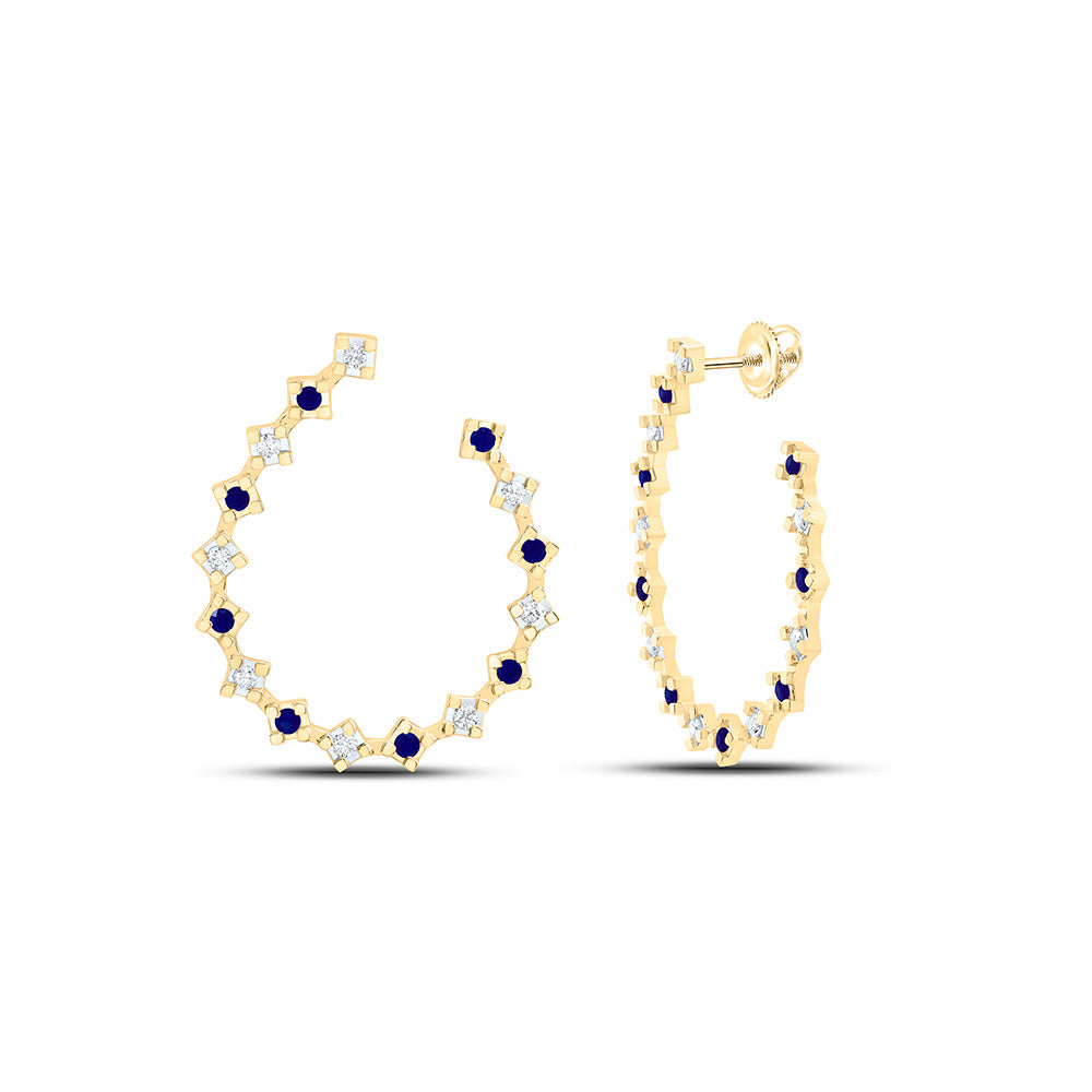 14K Yellow Or White Gold 1/3Cttw Natural Diamond Round Hoop Earring