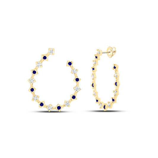14K Yellow Or White Gold 1/3Cttw Natural Diamond Round Hoop Earring