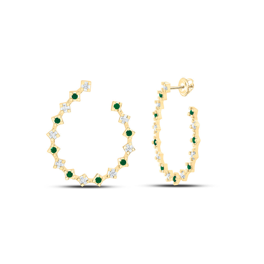 14K Yellow Or White Gold 1/3Cttw Natural Diamond Round Hoop Earring