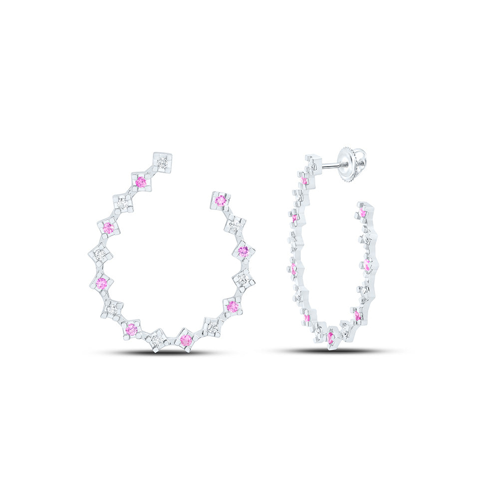 14K Yellow Or White Gold 1/3Cttw Natural Diamond Round Hoop Earring