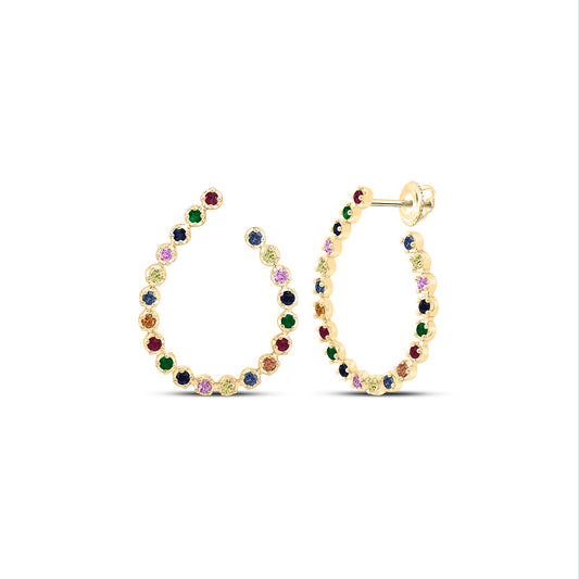 14K Yellow Or White Gold 1 1/2Cttw  Round Natural Gem Multicolor Earring