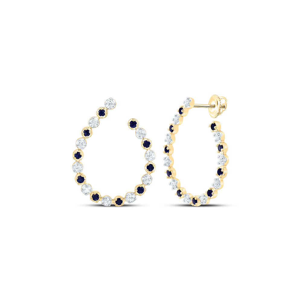 14K Yellow Or White Gold 5/8Cttw Natural Diamond Round Gem Hoop Earring