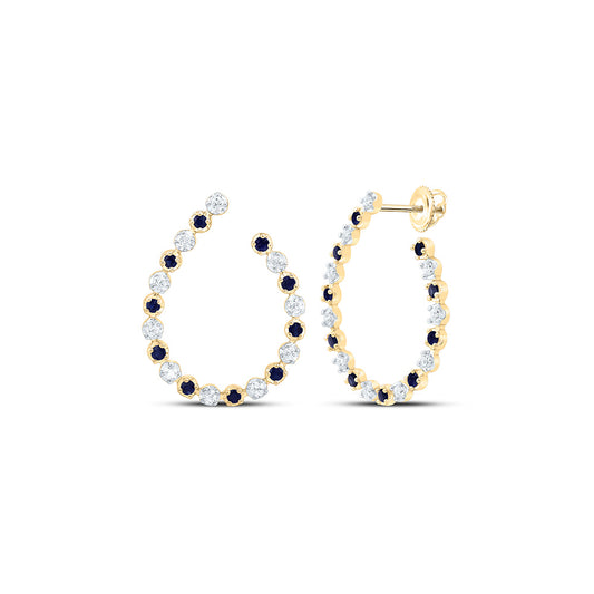14K Yellow Or White Gold 5/8Cttw Natural Diamond Round Gem Hoop Earring