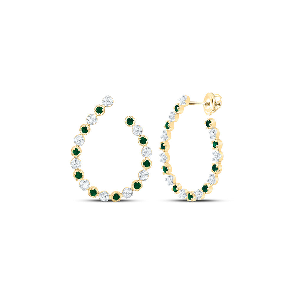 14K Yellow Or White Gold 5/8Cttw Natural Diamond Round Gem Hoop Earring