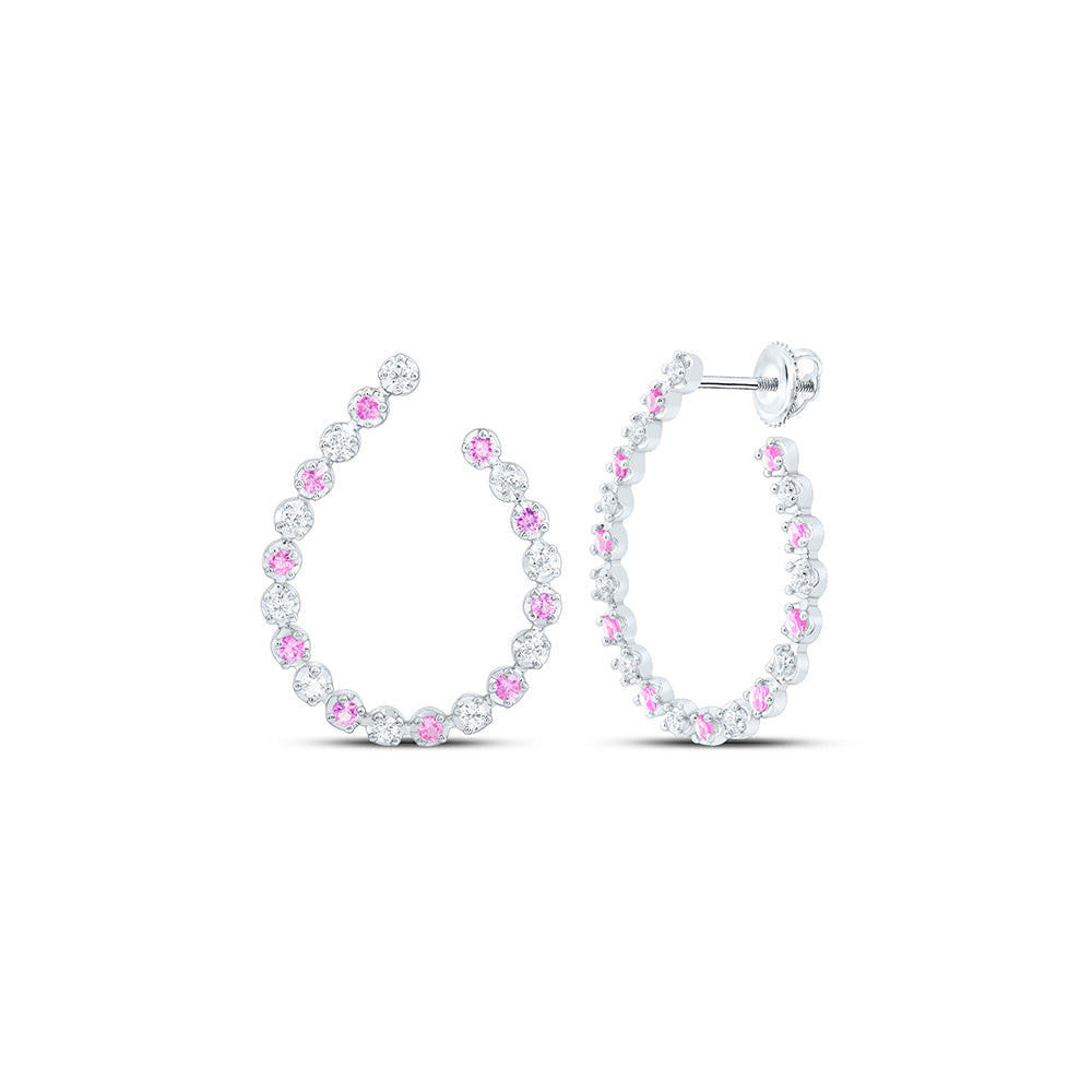14K Yellow Or White Gold 5/8Cttw Natural Diamond Round Gem Hoop Earring