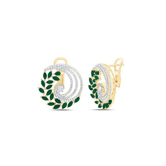 14K Yellow Gold 1Cttw Natural Diamond Marquise & Pear Gem Earring
