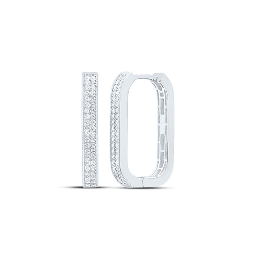 14K White Gold 3/8Cttw Natural Diamond Fashion Hoop Earring