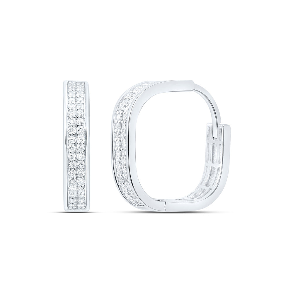 14K Yellow Or White Gold 3/8Cttw Natural Diamond Fashion Hoop Earring