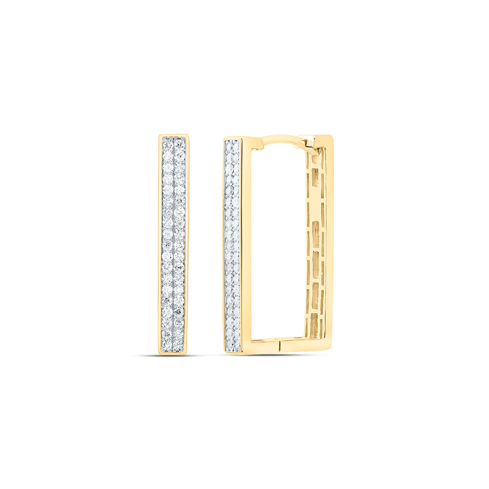 14K Yellow Or White Gold 3/8Cttw Natural Diamond Fashion Hoop Earring