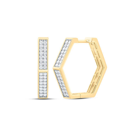 14K Yellow Or White Gold 3/8Cttw Natural Diamond Fashion Hoop Earring