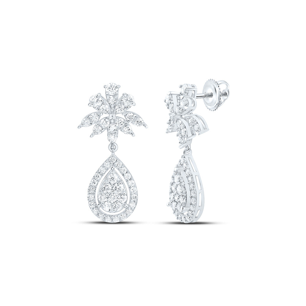 14K Yellow Or White Gold 1 5/8Cttw Natural Diamond Fashion Dangling Earring