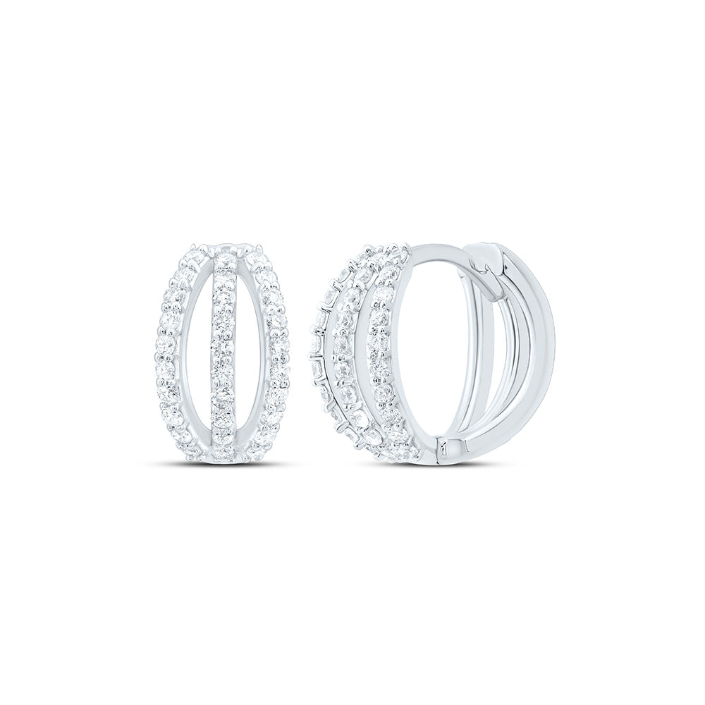 14K White Gold 1/2Cttw Natural Diamond Fashion Hoop Earring
