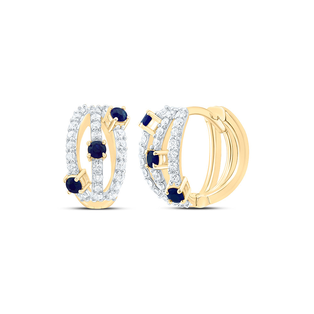 14K Yellow Or White Gold 3/8Cttw Natural Diamond 1/3Cttw Round Hoop Earring