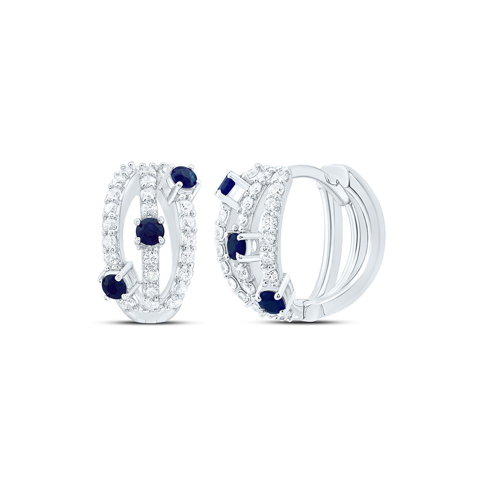 14K Yellow Or White Gold 3/8Cttw Natural Diamond 1/3Cttw Round Hoop Earring