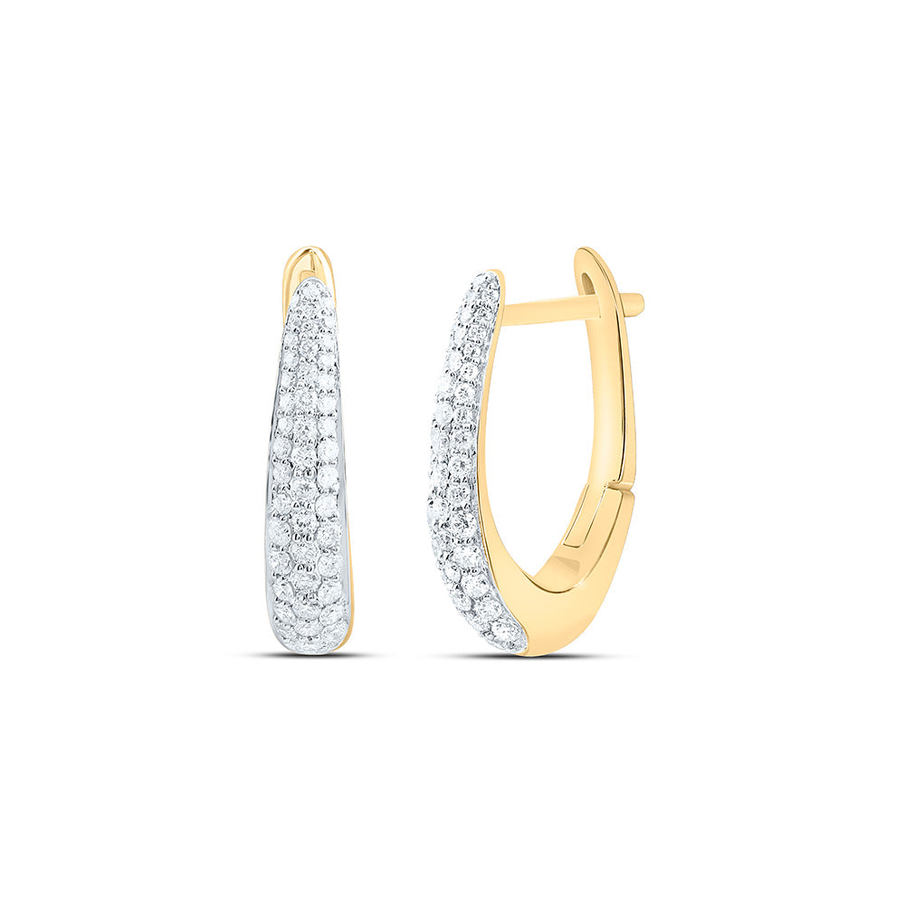 14K Yellow Or White Gold 1/2Cttw Natural Diamond Fashion Hoop Earring