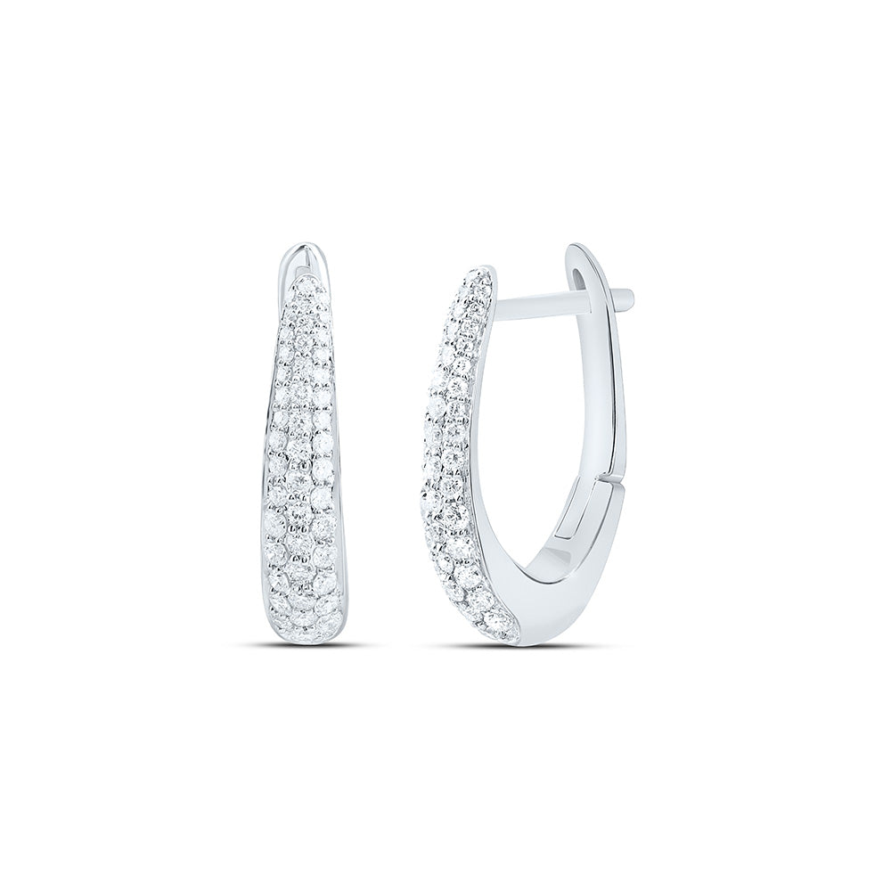 14K Yellow Or White Gold 1/2Cttw Natural Diamond Fashion Hoop Earring